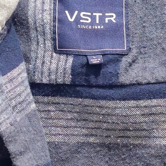 VSTR Men's/Adult Lightweight Flannel Jacket Hoodie - Large - Blue/Gray - Picture 4 of 15